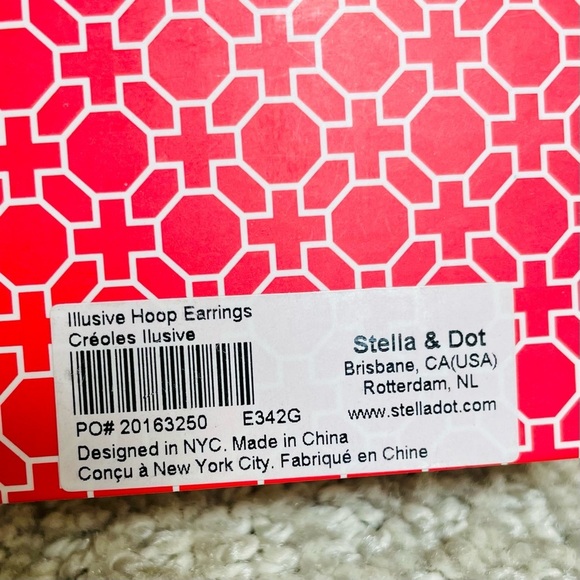 Stella & Dot Dainty Illusive Hoops Muted Gold Hammered Chain Accented Earrings - Picture 3 of 6